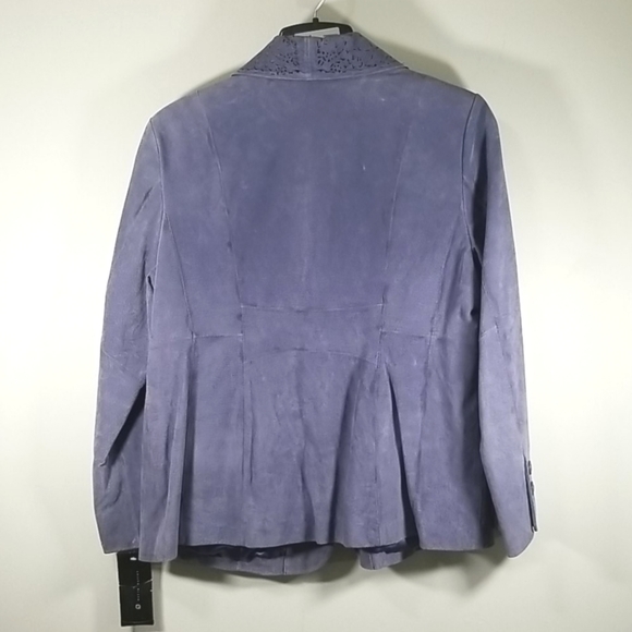 Guillaume Women's Suede Jacket Size 1X With Pierced Out Collar Blue - Picture 4 of 6